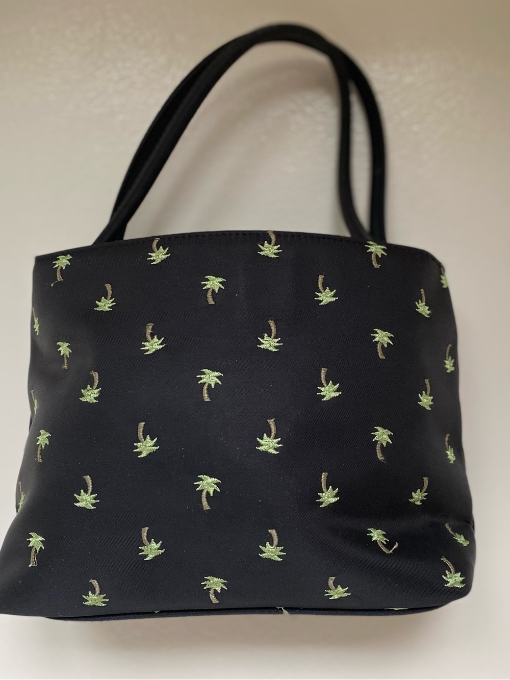 Black Palm Tree Embroidered Tote Bag